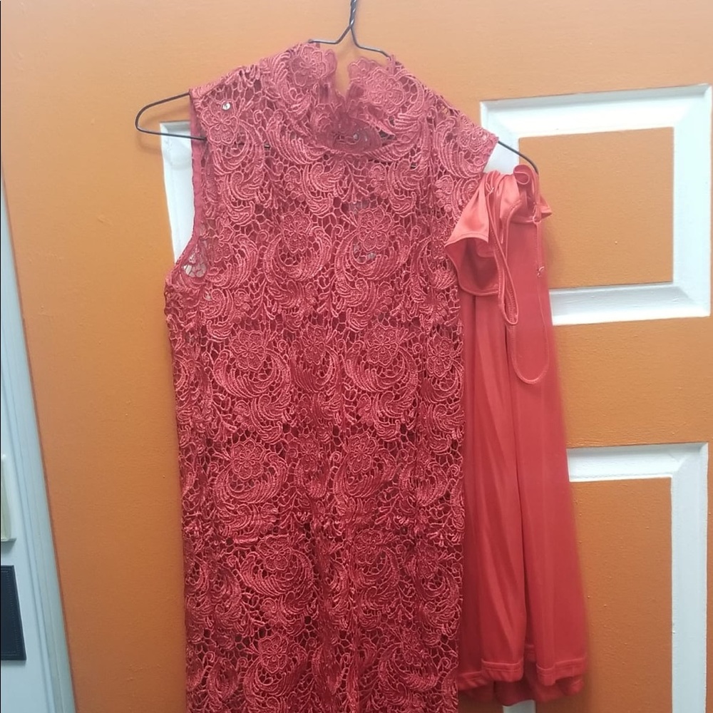 Gracia red lace mini dress